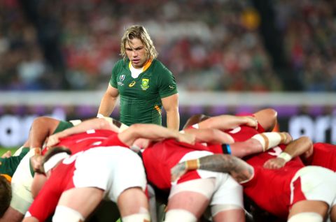 South Africa scrum-half Faf de Klerk on the prowl during the semifinal against Wales. 