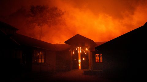 Flames consume the Soda Rock Winery in Healdsburg, California.