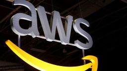 PARIS, FRANCE - MAY 17: The Amazon Web Services (AWS) logo, a division of Amazon.com's US e-commerce group is displayed during the 4th edition of the Viva Technology show at Parc des Expositions Porte de Versailles on May 17, 2019 in Paris, France. Viva Technology, the new international event brings together 9000 startups with top investors, companies to grow businesses and all players in the digital transformation who shape the future of the internet. (Photo by Chesnot/Getty Images)