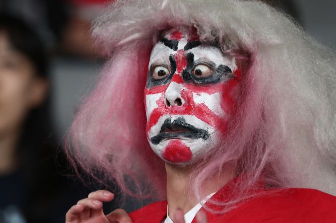 A Japan fan attends a Rugby World Cup match on Sunday, October 20.