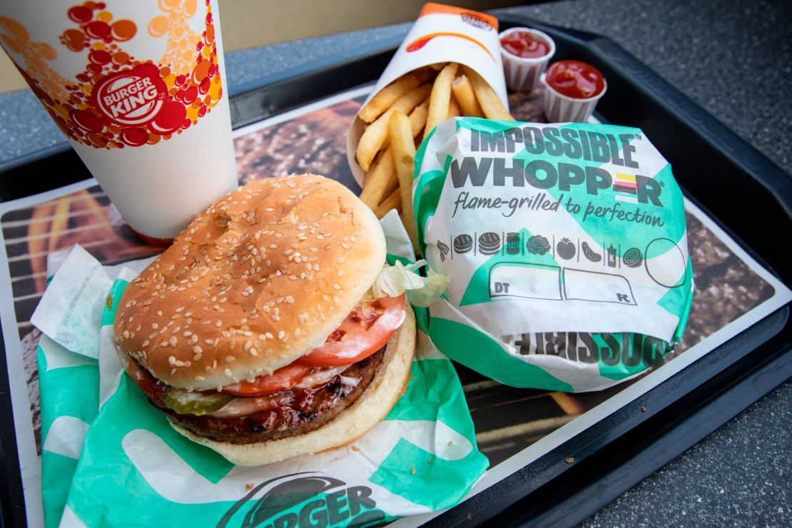 Food chains like Burger King have launched plant-based burgers.