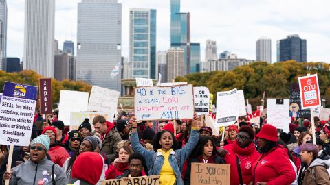 Chicago students rallied in solidarity with striking teachers Friday.