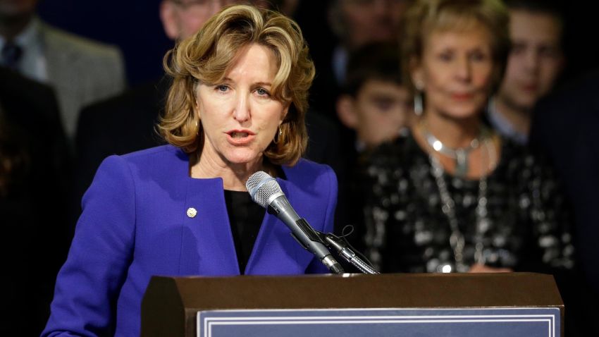 Sen. Kay Hagan, D-N.C., delivers her concession speech during an election night rally in Greensboro, N.C., Tuesday, November 4, 2014.