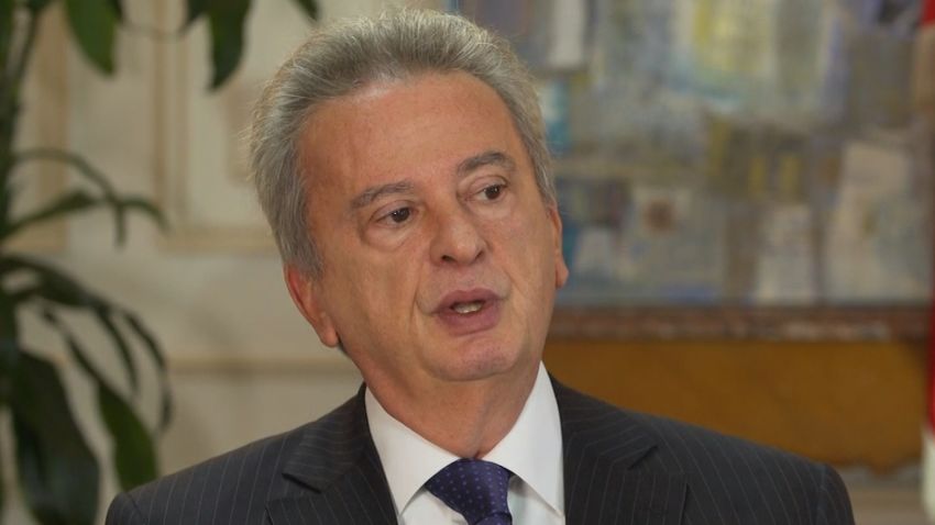 A screenshot of Riad Salame, Governor of the Central Bank of Lebanon, taken from his interview with CNN's Becky Anderson.