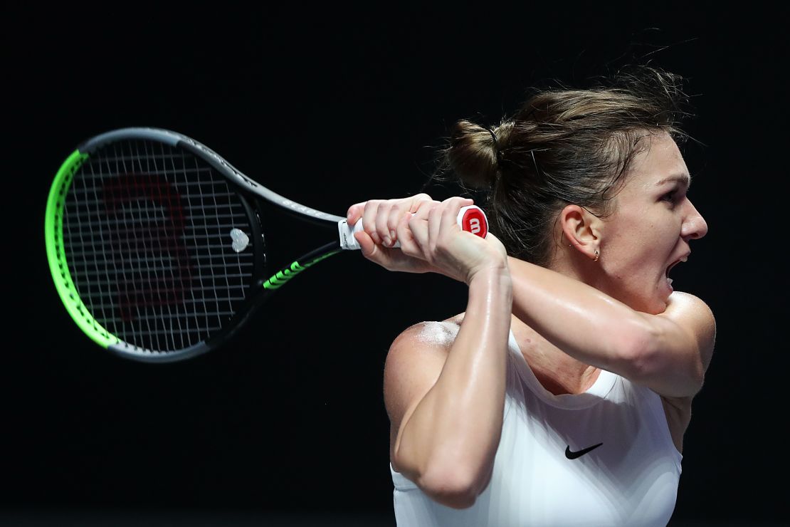 Simona Halep beat Bianca Andreescu in three sets at the WTA Finals on Monday. 