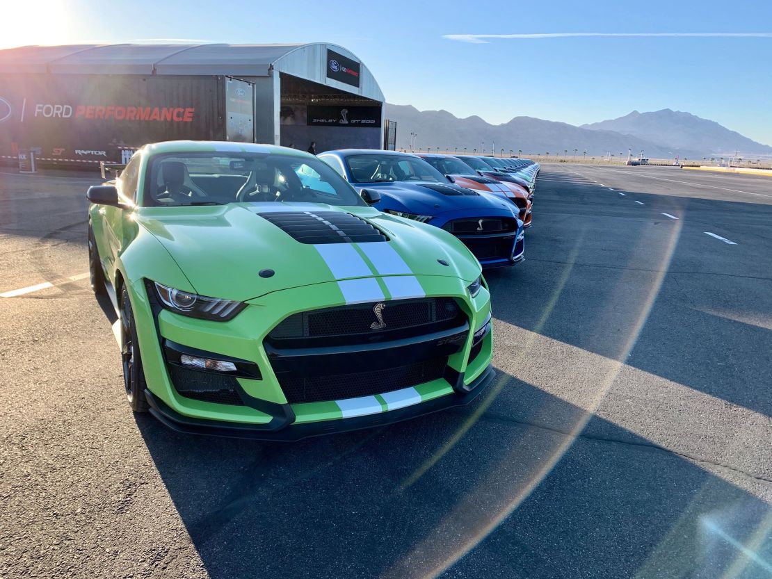 My test drive of the Ford's new Shelby GT500 started out in the parking lot of the Las Vegas Motor Speedway.