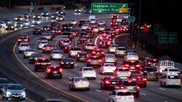 Motor vehicles drive on the 101 freeway in Los Angeles, California on September 17, 2019. - US President Donald Trump is expected to revoke a decades-old rule that empowers California to set tougher car emissions standards than those required by the federal government. (Photo by Robyn Beck / AFP)        (Photo credit should read ROBYN BECK/AFP/Getty Images)