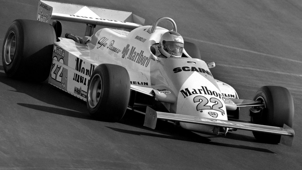 Mario Andretti, driving here for Alfa Romeo at the 1981 Caesar's Palace Grand Prix, ended his career at the same race a year later.