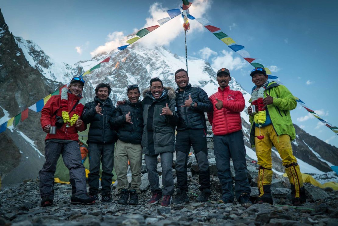 A rotating team of six Nepalese sherpa guides accompanied Nirmal Purja during the challenge