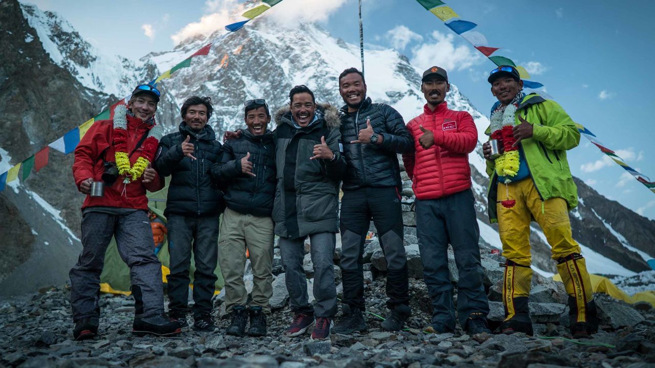 A rotating team of six Nepalese sherpa guides accompanied Nirmal Purja during the challenge 