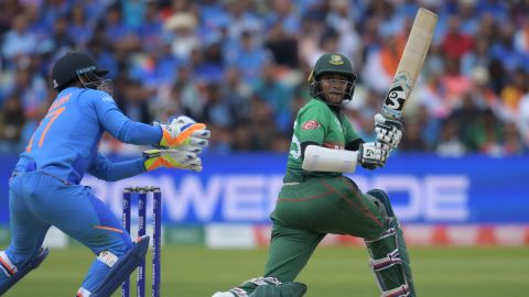 Shakib Al Hasan (right) was the third highest run scorer at the 2019 Cricket World Cup. 