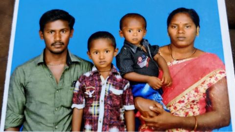 Handout photo of Sujith Wilson (center-right) and his family.