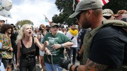 NEW ORLEANS, LA - AUGUST 19: Protesters and counter-protesters argue during a demonstration on August 19, 2017 in New Orleans, Louisiana. The rally was held in solidarity with Charlottesville, where last week's alt-right rally resulted in the death of a protester.  (Photo by Jonathan Bachman/Getty Images)