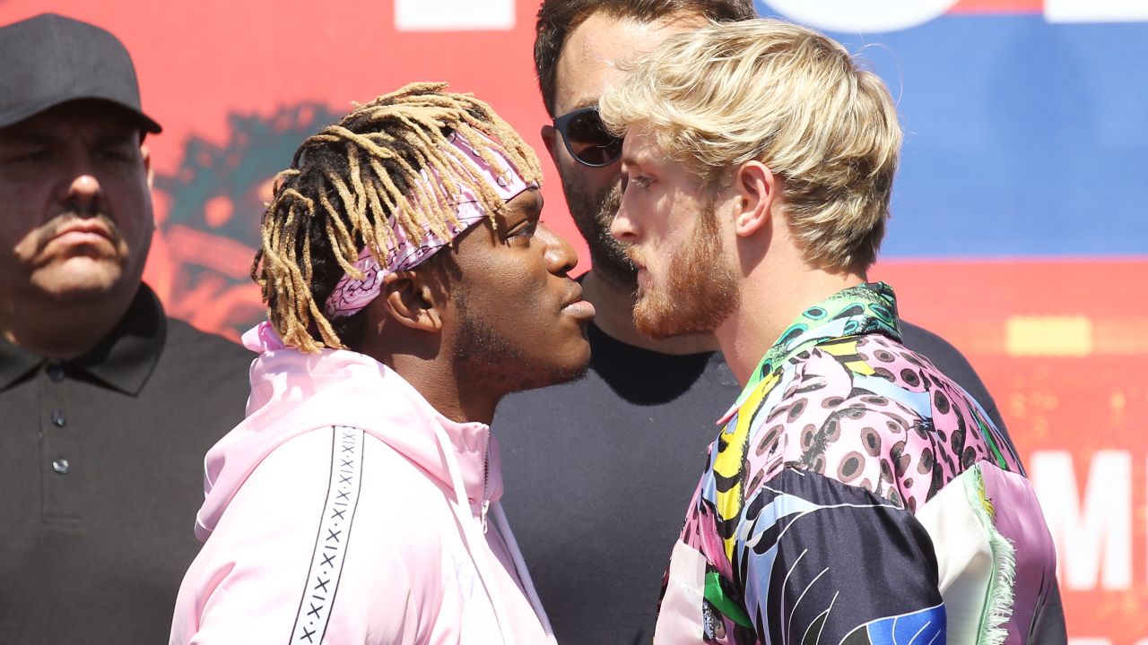 KSI (left) and Paul face off during their second press conference.