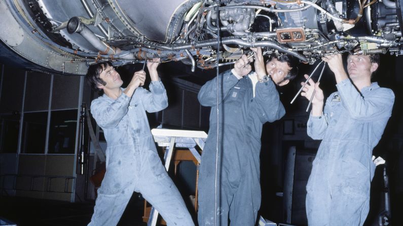 <strong>SAS Museum, Norway: </strong>In this 1978 photo, maintenance and overhaul is carried out on a Boeing 747 at Stockholm's Arlanda Airport. 