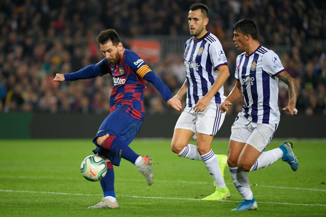 Lionel Messi scored twice in Barcelona's 5-1 win over Valladolid Tuesday. 