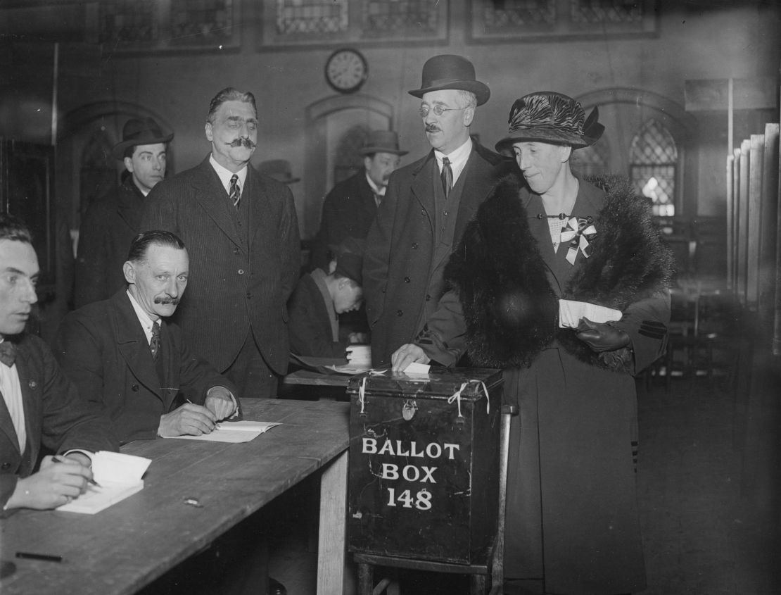 A polling station during the UK's last December election in 1923.