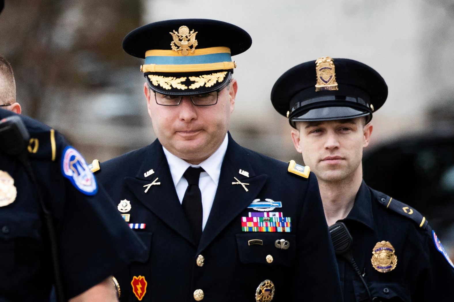 Army Lt. Col. Alexander Vindman, the top White House Ukraine expert, arrives on Capitol Hill on October 29. According to two sources present at <a href="index.php?page=&url=https%3A%2F%2Fwww.cnn.com%2F2019%2F10%2F30%2Fpolitics%2Fvindman-ukraine-aid-trump-investigations%2Findex.html" target="_blank">his deposition,</a> Vindman told congressional investigators that he was convinced that a quid pro quo existed by July 10, which was before the Trump-Zelensky phone call that is now at the heart of the impeachment inquiry. 