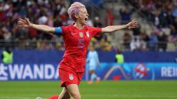 US captain Megan Rapinoe celebrates  scoring her team's ninth goal against Thailand in the World Cup. Apart from leading the team to triumph on the field, Rapinoe has used her platform to fight for equality off of it. 
