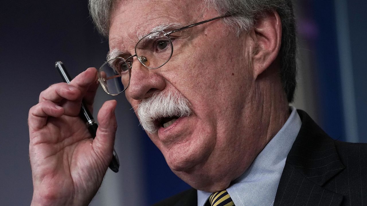 Then-national security adviser John Bolton speaks during a White House news briefing at the White House on October 3 in Washington, DC. 