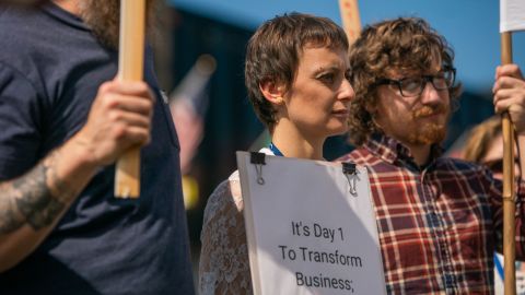Shareholder proposals that focus on social and environmental issues, like the one sponsored by Amazon employees, have been gaining more votes in recent years. (Jovelle Tamayo for CNN)