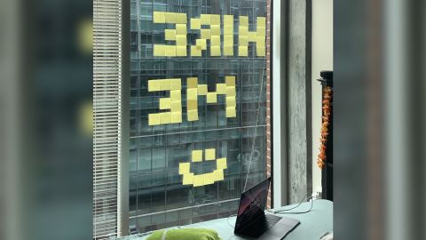 Singh spelled out the words "HIRE ME," hoping to catch the attention of somebody at NCR.