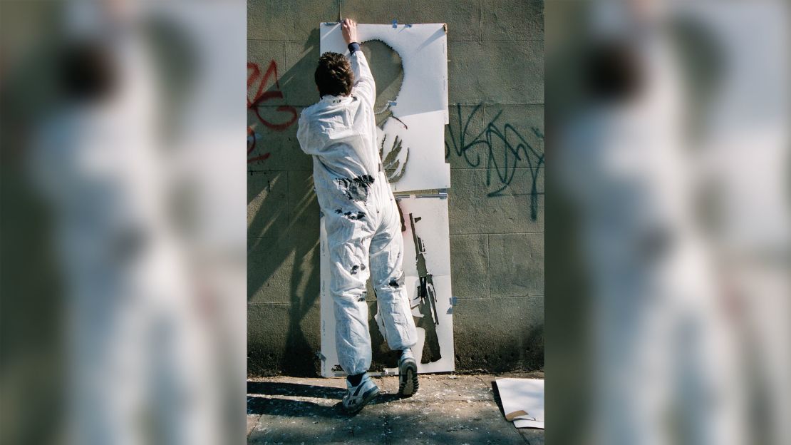 An image supposedly showing the street artist Banksy. 