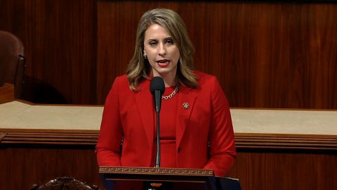 Rep. Katie Hill speaks on the House floor on Thursday.