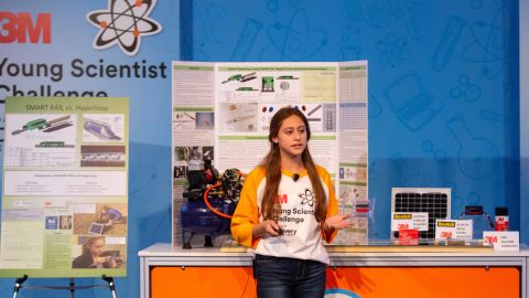 Crouchley presenting her design at the 3M Young Scientist Challenge 2019.