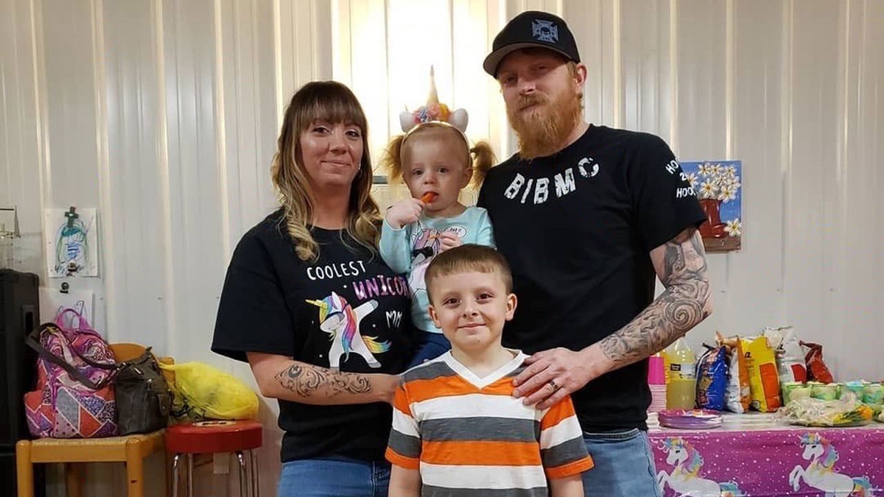 Ryan Cottrell, a West Virginia coal miner who works at Murray Energy, with his wife Kendra, son Hunter and daughter Harper.
