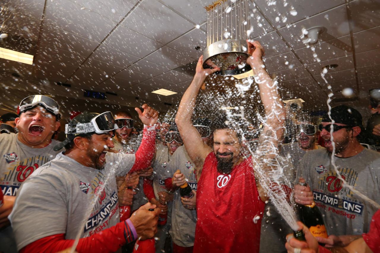 The Washington Nationals celebrate after winning the <a href="http://www.cnn.com/2019/10/30/sport/gallery/world-series-2019/index.html" target="_blank">World Series</a> in Houston on Wednesday, October 30. It is the first title in franchise history.