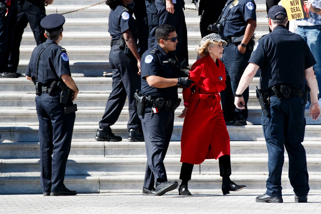 Fonda, 81, was one of 16 people charged with unlawfully demonstrating on the East Front of the Capitol.