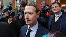 Facebook CEO Mark Zuckerberg leaving The Merrion Hotel in Dublin with as its head of global policy and communications Nick Clegg after a meeting with politicians to discuss regulation of social media and harmful content. (Photo by Niall Carson/PA Images via Getty Images)