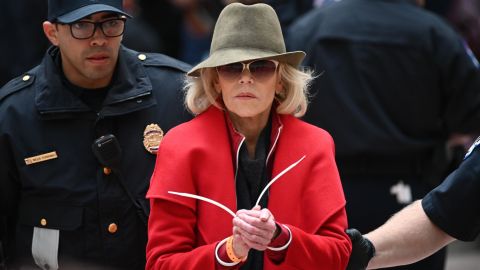This is the first time Fonda was detained overnight in connection to the protests.