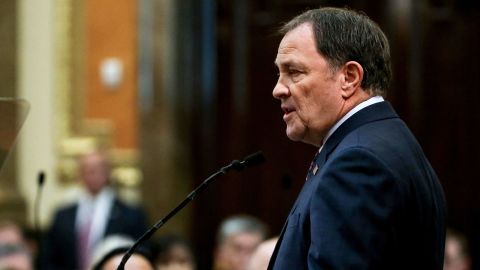 Utah Gov. Gary Herbert, shown here delivering his "State of the State" address in January, says refugees have enriched his state.