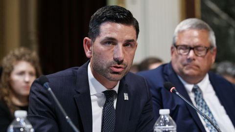 Chad Wolf speaks during a meeting of the President's Interagency Task Force to Monitor and Combat Trafficking in Persons on Tuesday, October 29, in Washington.