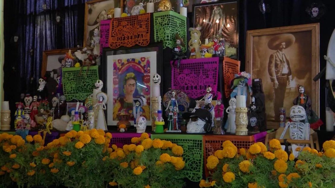 An altar constructed for Dia de los Muertos in Los Angeles, California.