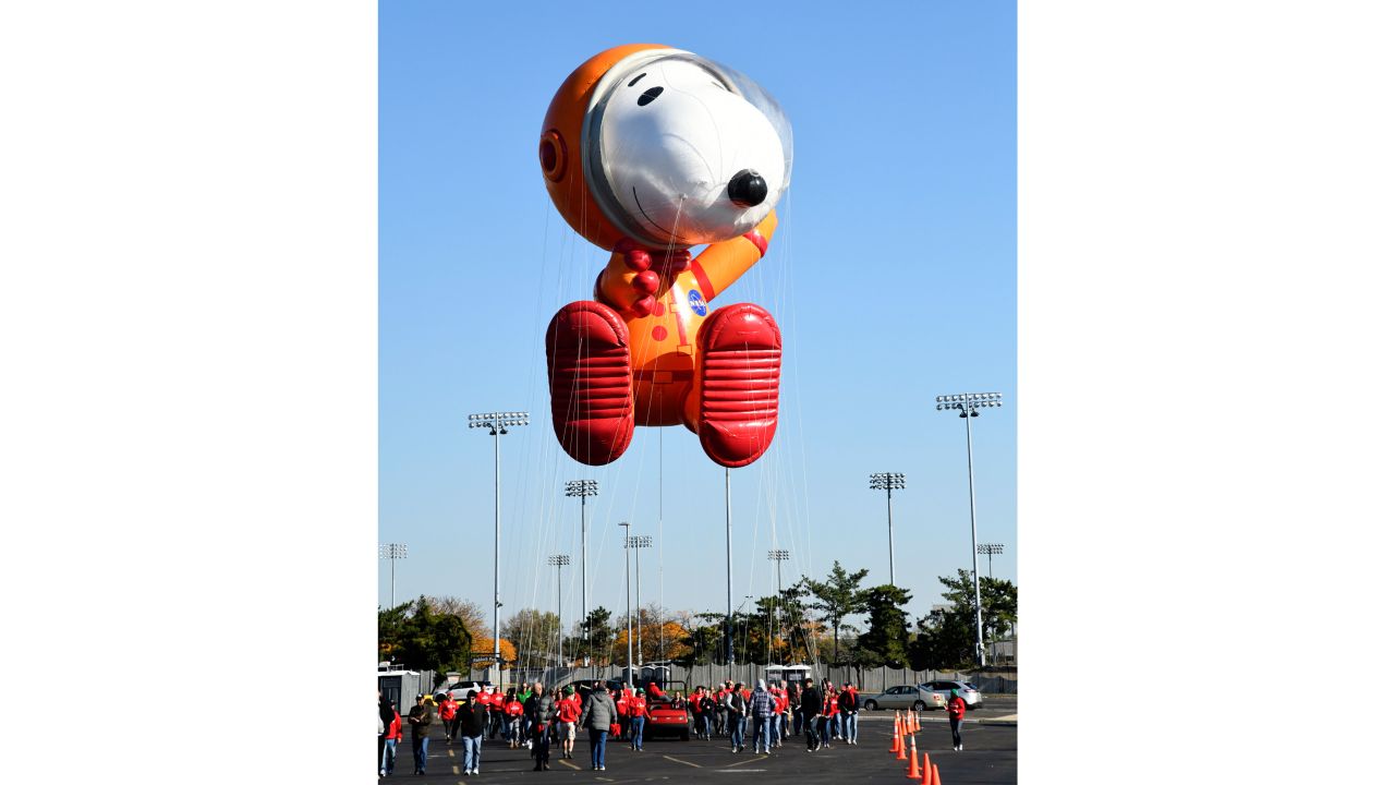 Astronaut Snoopy by Peanut Worldwide is seen as Macy's unveils new balloons for the 93rd annual Macy's Thanksgiving Day Parade on November 2, 2019.