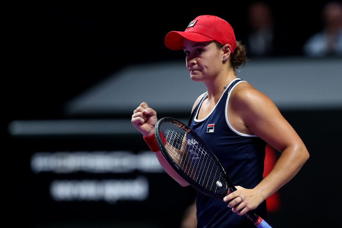 Ashleigh Barty of Australia took the opening set of the WTA Finals title match against Elina Svitolina on a single break of service.