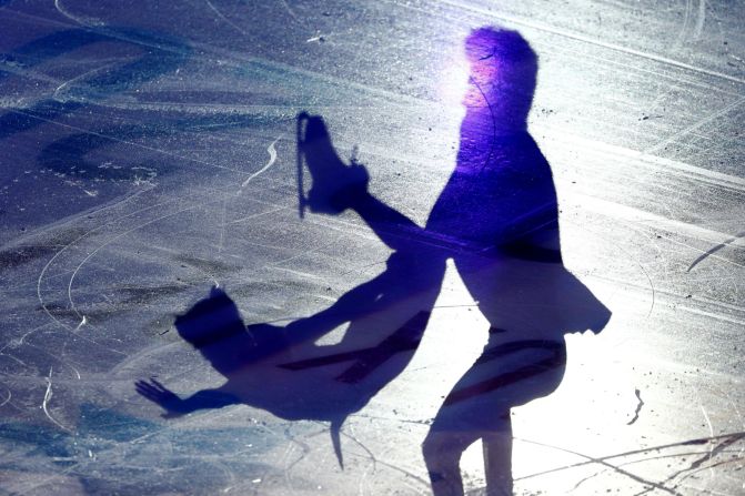 Canadian ice skating pair Carolane Soucisse and Shane Firus compete during the Internationaux de France in Grenoble, France, on Sunday, November 3. 