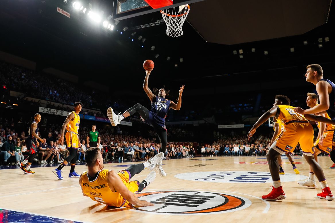 Adelaide 36ers' Eric Griffin shoots during a match against the Sydney Kings at the Adelaide Entertainment Centre in Australia on Saturday, November 2. 