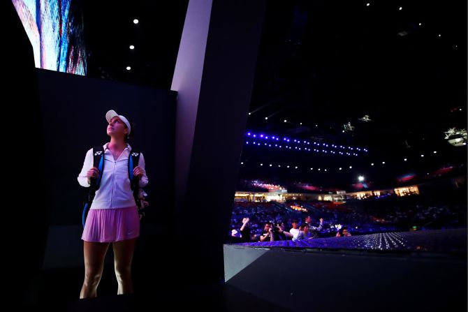 Switzerlands' Belinda Bencic waits in the tunnel for her Women's Singles semiﬁnal match against Elina Svitolina of Ukraine during the Women's Tennis Association Finals in Shenzhen, China on Saturday, November 2. <a href="index.php?page=&url=http%3A%2F%2Fwww.cnn.com%2F2019%2F10%2F27%2Fsport%2Fgallery%2Fwhat-a-shot-sports-1028%2Findex.html" target="_blank">See 34 amazing sports photos from last week</a>