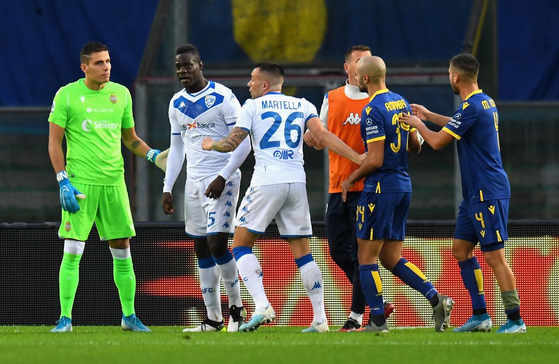 Mario Balotelli was subjected to racist abuse in a game at Verona on Sunday. 