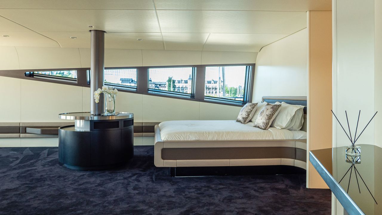 <strong>Modern interior: </strong>The futuristic vessel has one master cabin and four guest cabins, which can accommodate up to 10 guests.