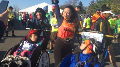 Hannah Gavios decided to participate in the New York City Marathon in 2018 after learning about Amanda Sullivan, who had previously completed marathons on crutches.