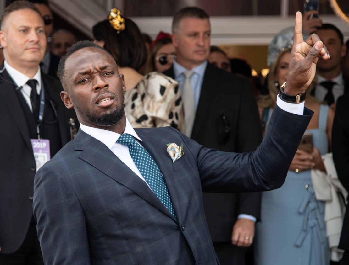 Sprinter Usain Bolt was one of a host of celebrities at the Melbourne Cup.