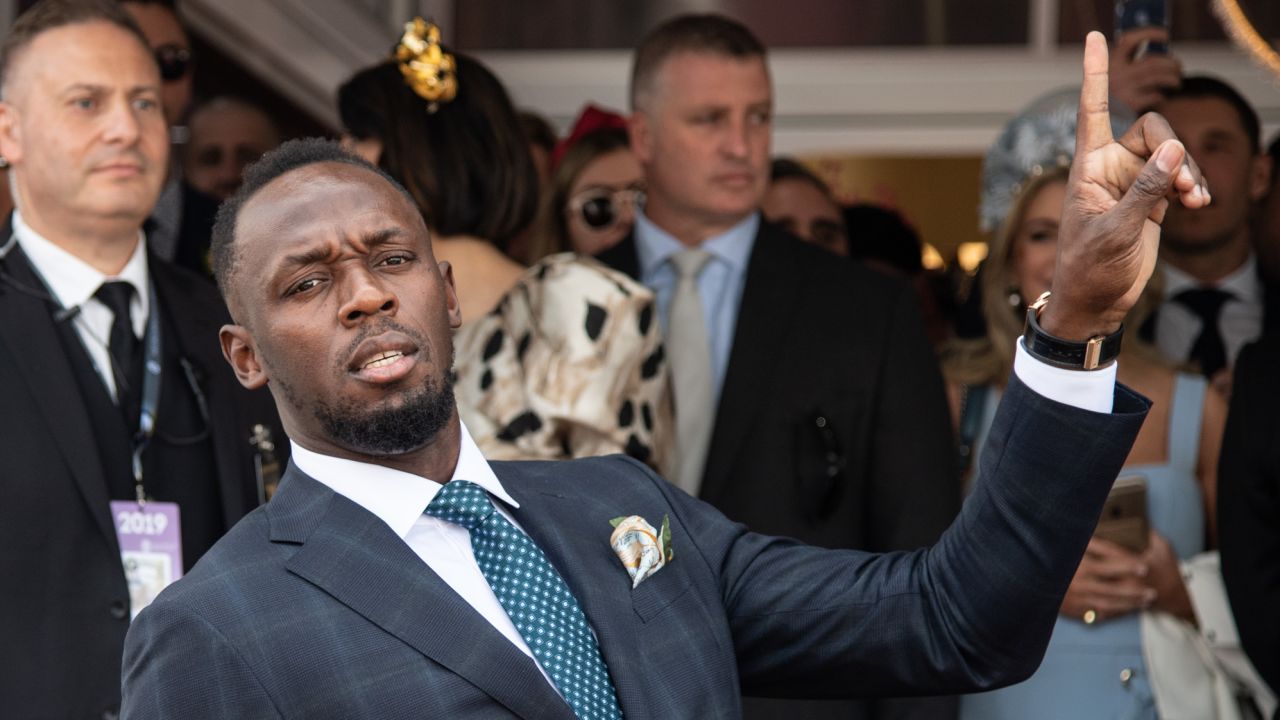 Sprinter Usain Bolt was one of a host of celebrities at the Melbourne Cup.
