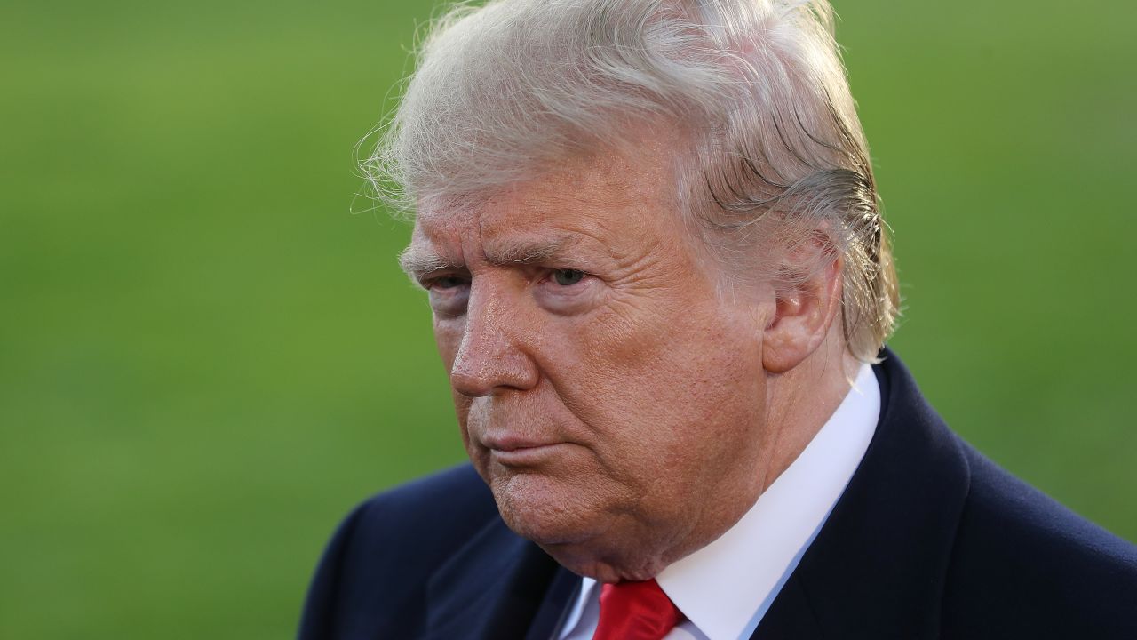 WASHINGTON, DC - NOVEMBER 04: U.S. President Donald Trump talks to journalists while departing the White House November 04, 2019 in Washington, DC. Trump is traveling to Kentucky for a 'Keep America Great' campaign rally in Lexington, Kentucky. (Photo by Chip Somodevilla/Getty Images)