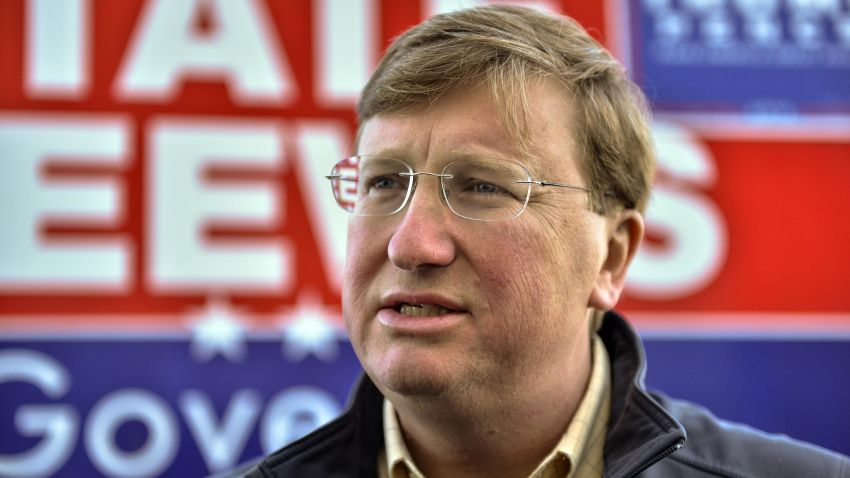 Mississippi Lieutenant Governor and Republican Gubernatorial candidate Tate Reeves speaks to reporters before appearing with President Donald Trump at a "Keep America Great" campaign rally at BancorpSouth Arena on November 1, 2019 in Tupelo, Mississippi.