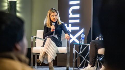 Katrina Palanca, director of sponsorship operations at Twitch, speaks to UC Berkeley students.